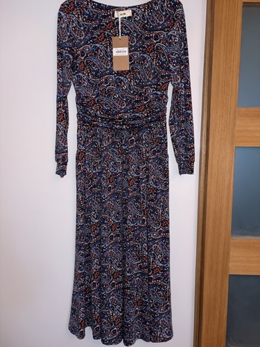 Blue paisley print midi dress
