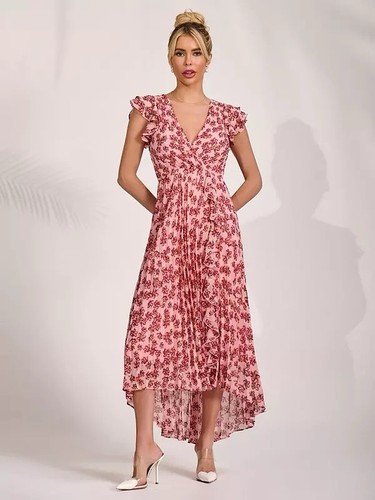 Jolie moi pink floral - pink, ruffle