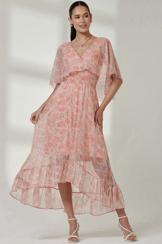 Jolie moi pink floral chiffon - jolie,