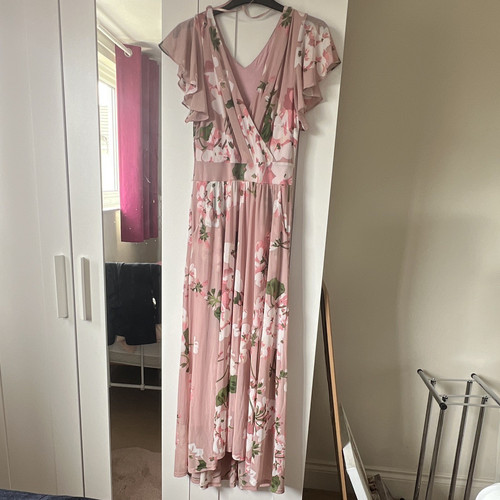 Jolie moi pink floral chiffon - floral,